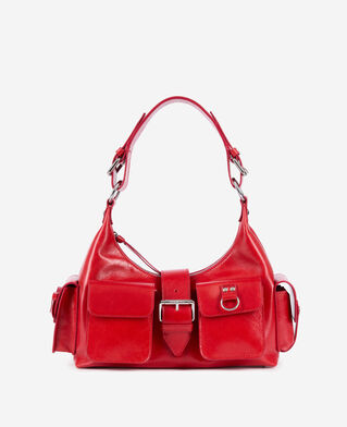 The Kooples FEMME RED sac amelia en cuir craquelé rouge
