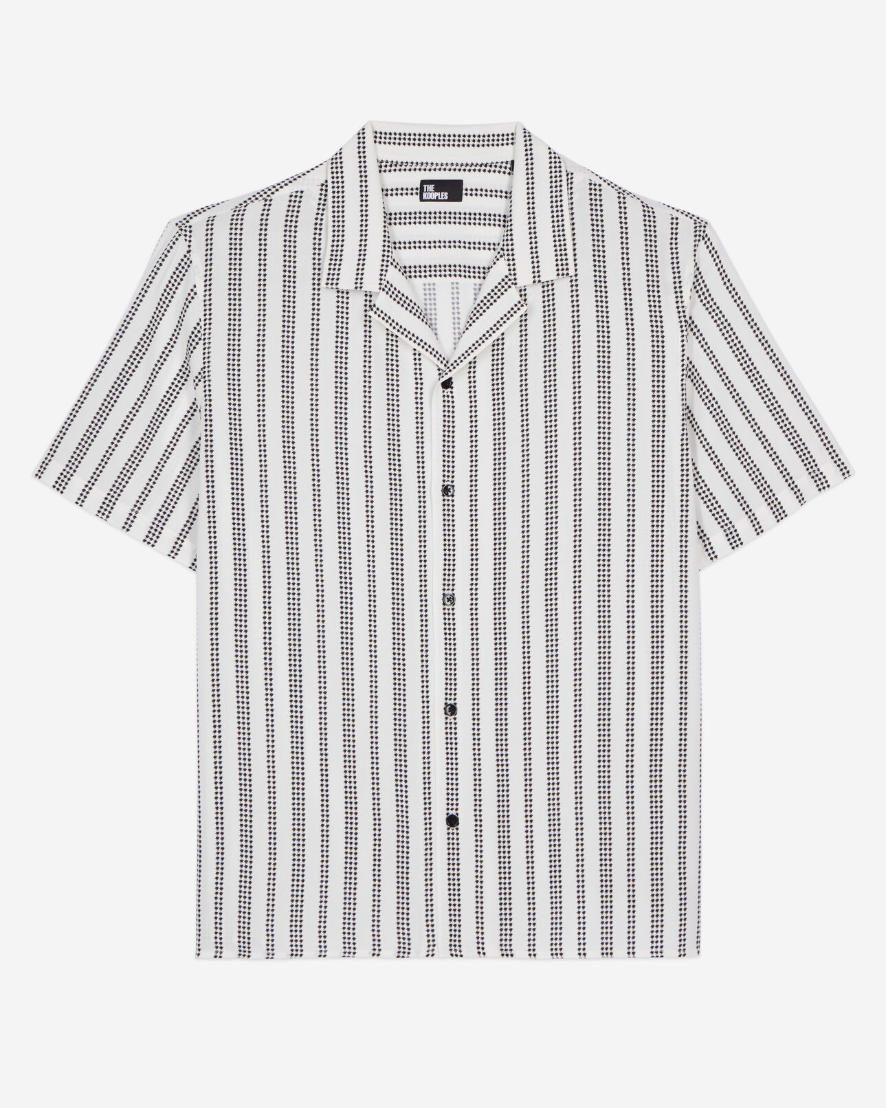 The Kooples HOMME ECRU BLACK chemise manches courtes imprimé pied de poule