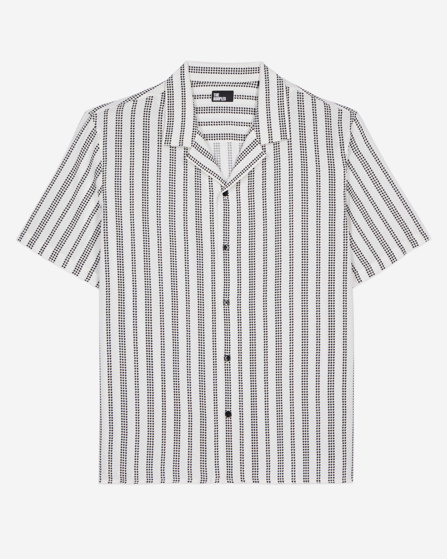 Chemise manches courtes imprimé pied de poule, ECRU BLACK, hi-res image number null