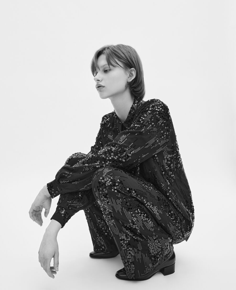 The Kooples FEMME BLACK chemise à sequins noire