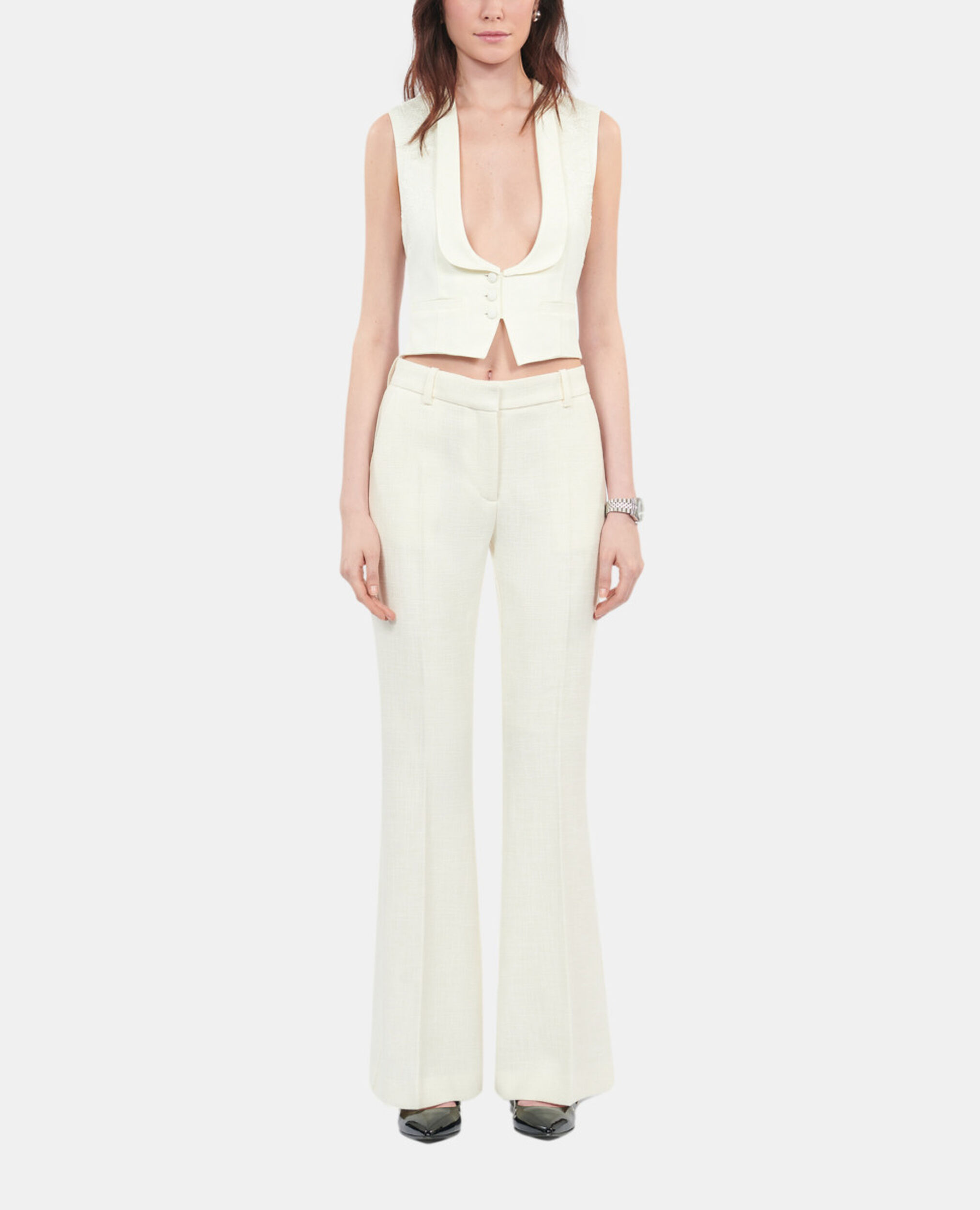 Ecru waistcoat with lace, ECRU, hi-res image number null