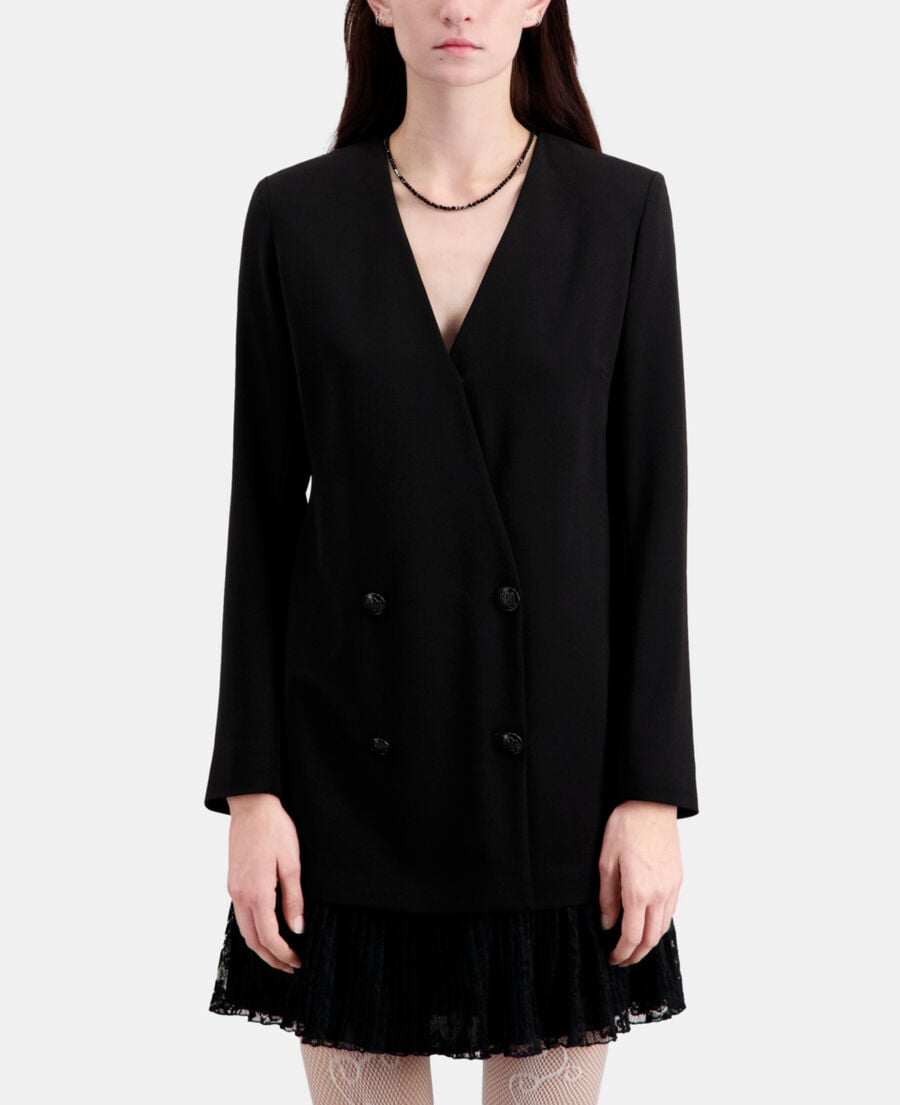 The Kooples WOMEN BLACK short black crepe and lace dress