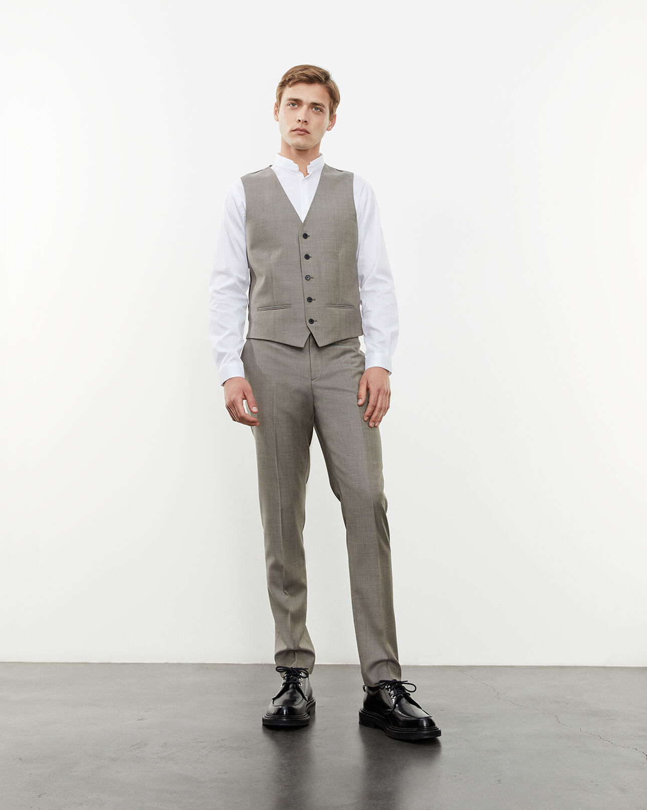 The Kooples MEN BEIGE beige waistcoat in wool with buttons