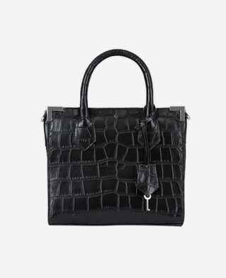 The Kooples WOMEN BLACK medium ming black vintage croco bag