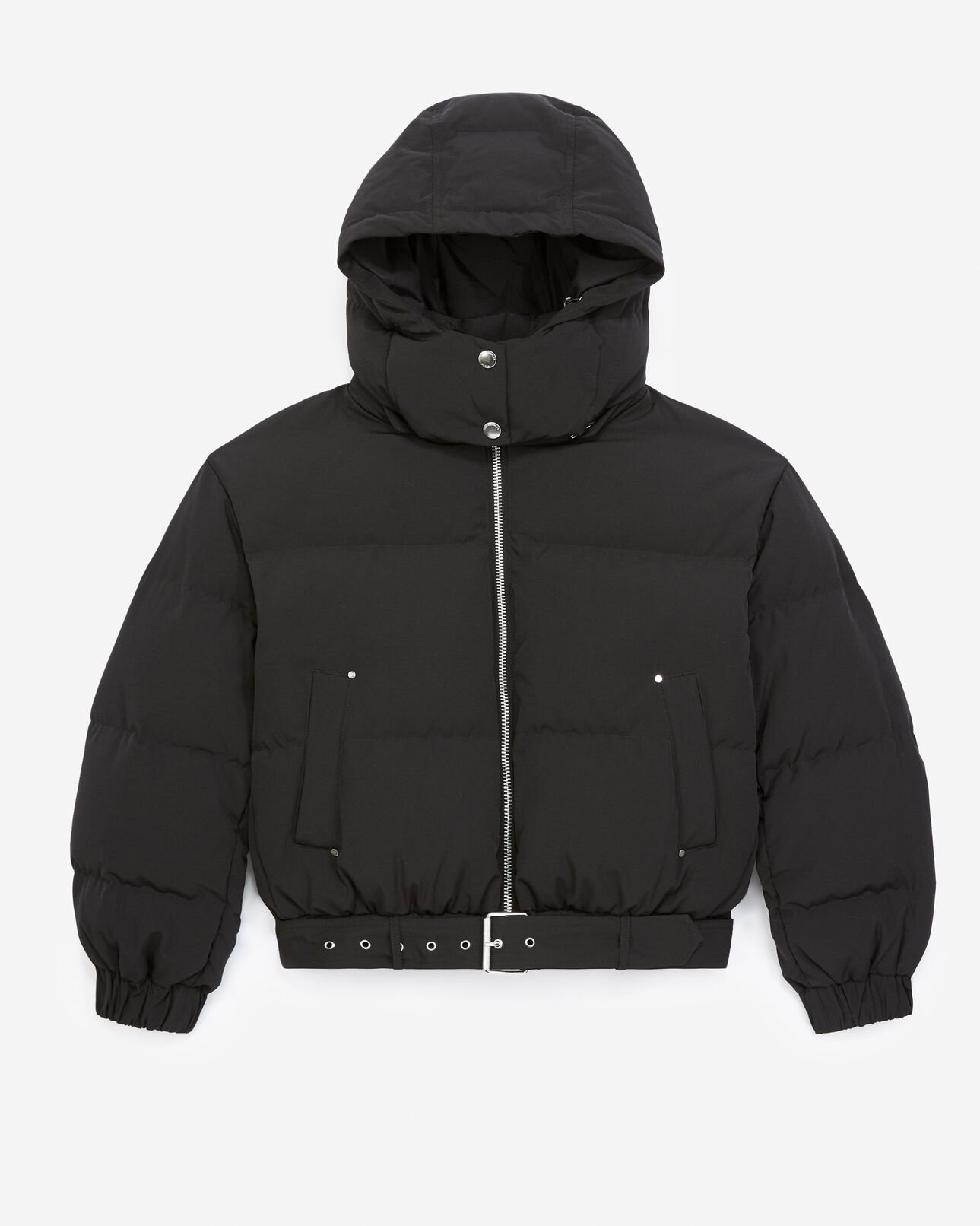 The Kooples WOMEN BLACK short black down jacket with hood