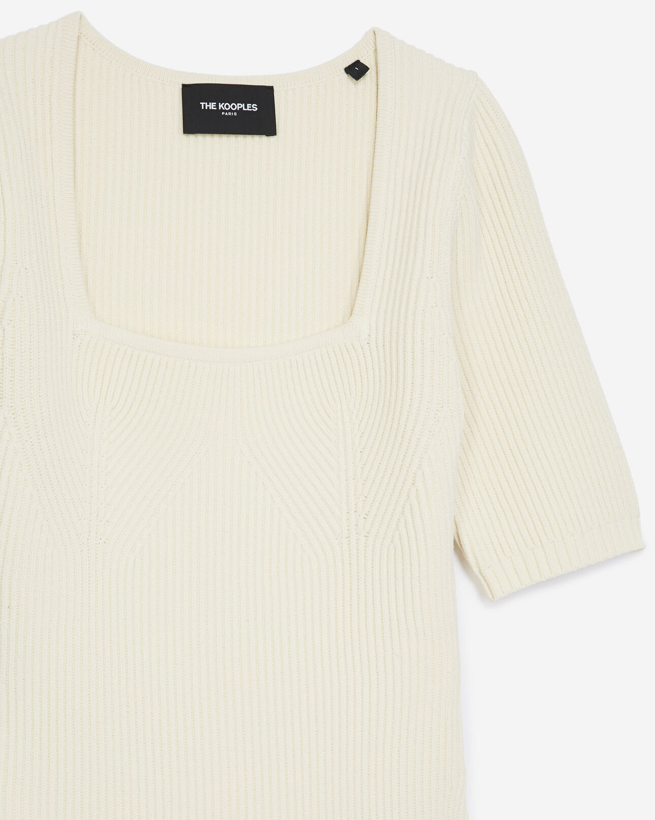 The Kooples FEMME ECRU pull maille fine écrue à encolure carrée