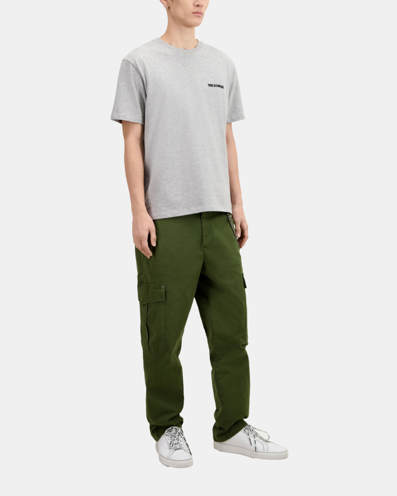 The Kooples MEN GREY MELANGE men's light grey t-shirt with logo serigraphy
