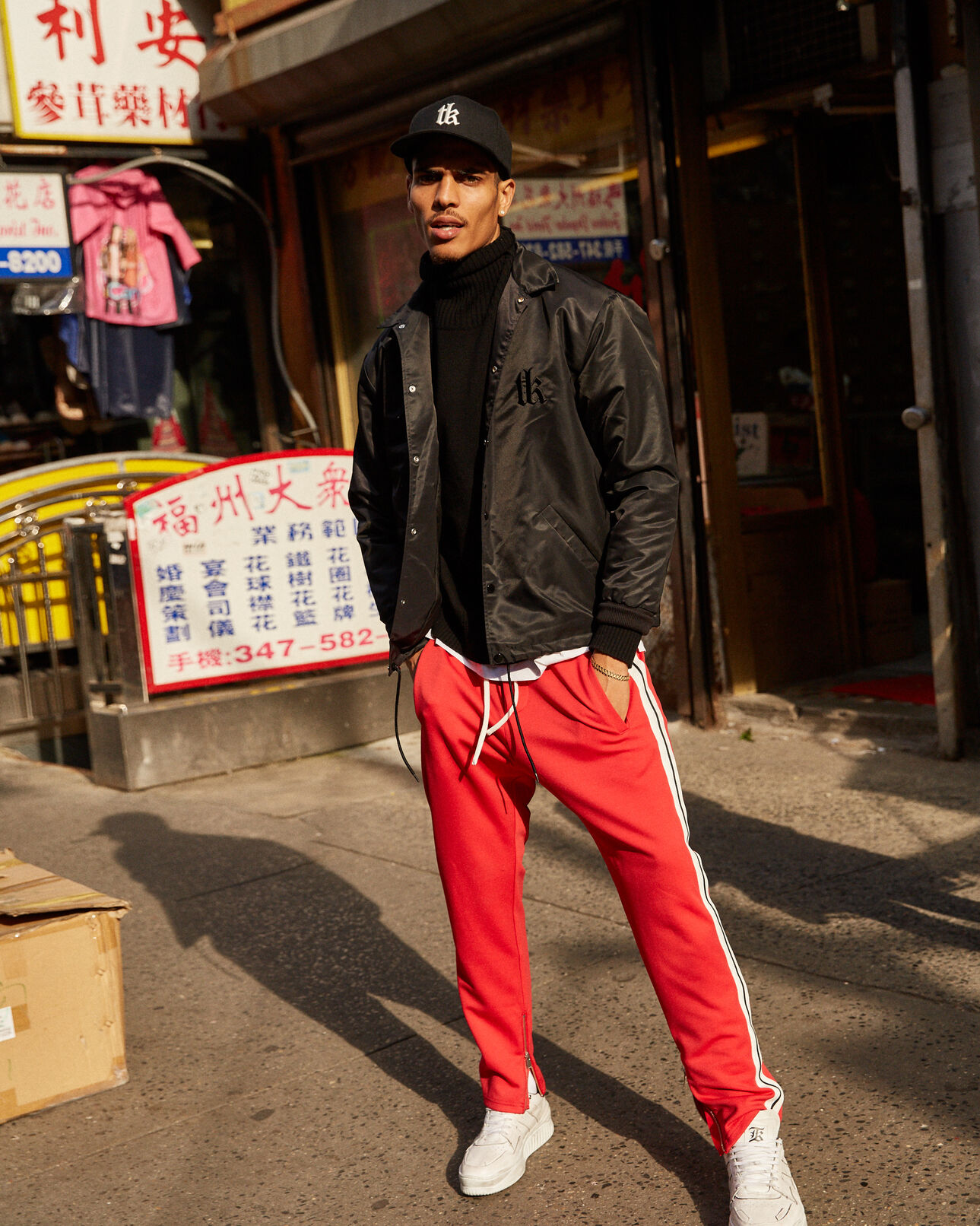 The Kooples HOMME BLACK blouson satin noir broderie logo the kooples sport