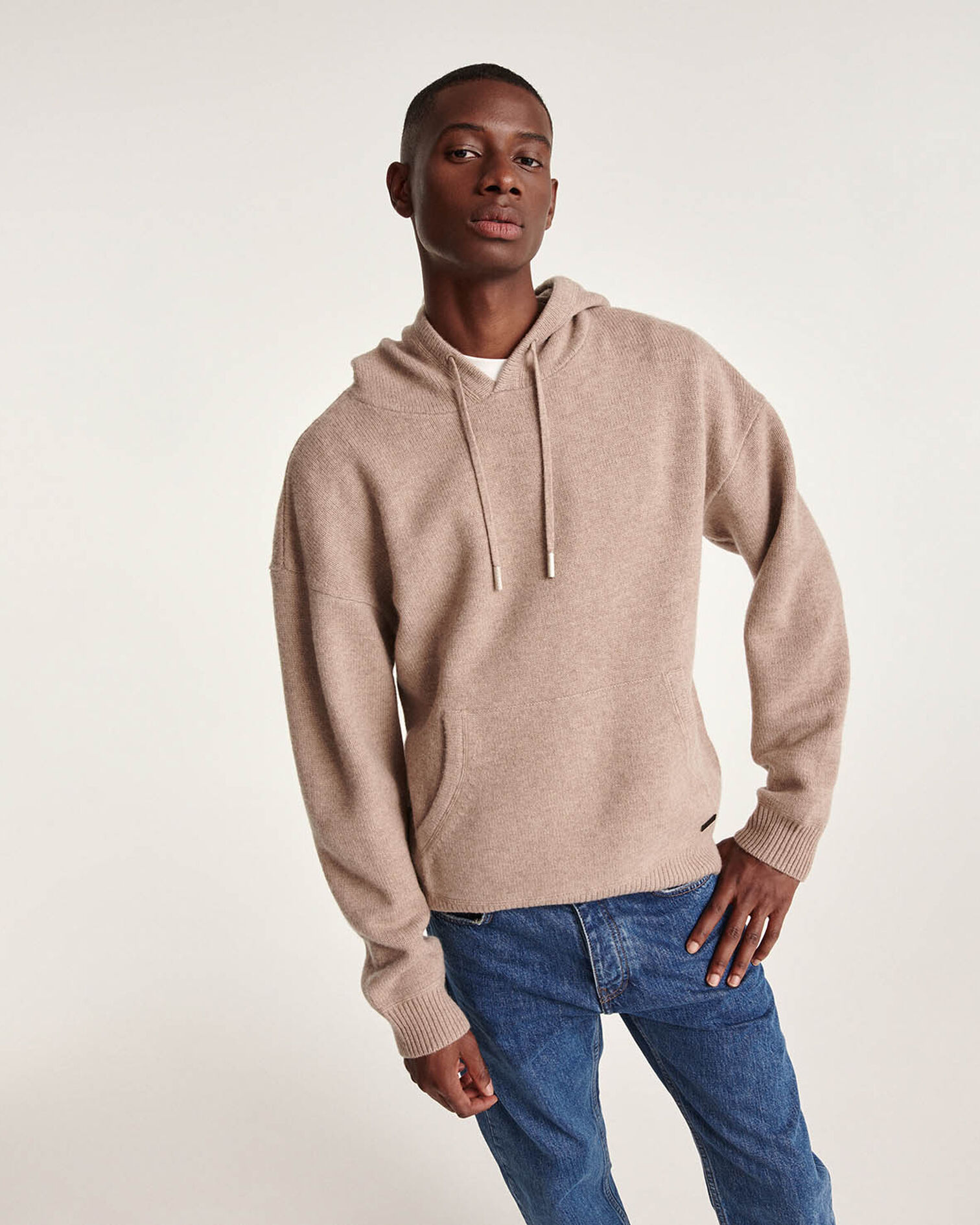 Pull capuche laine beige ample, BEIGE, hi-res image number null