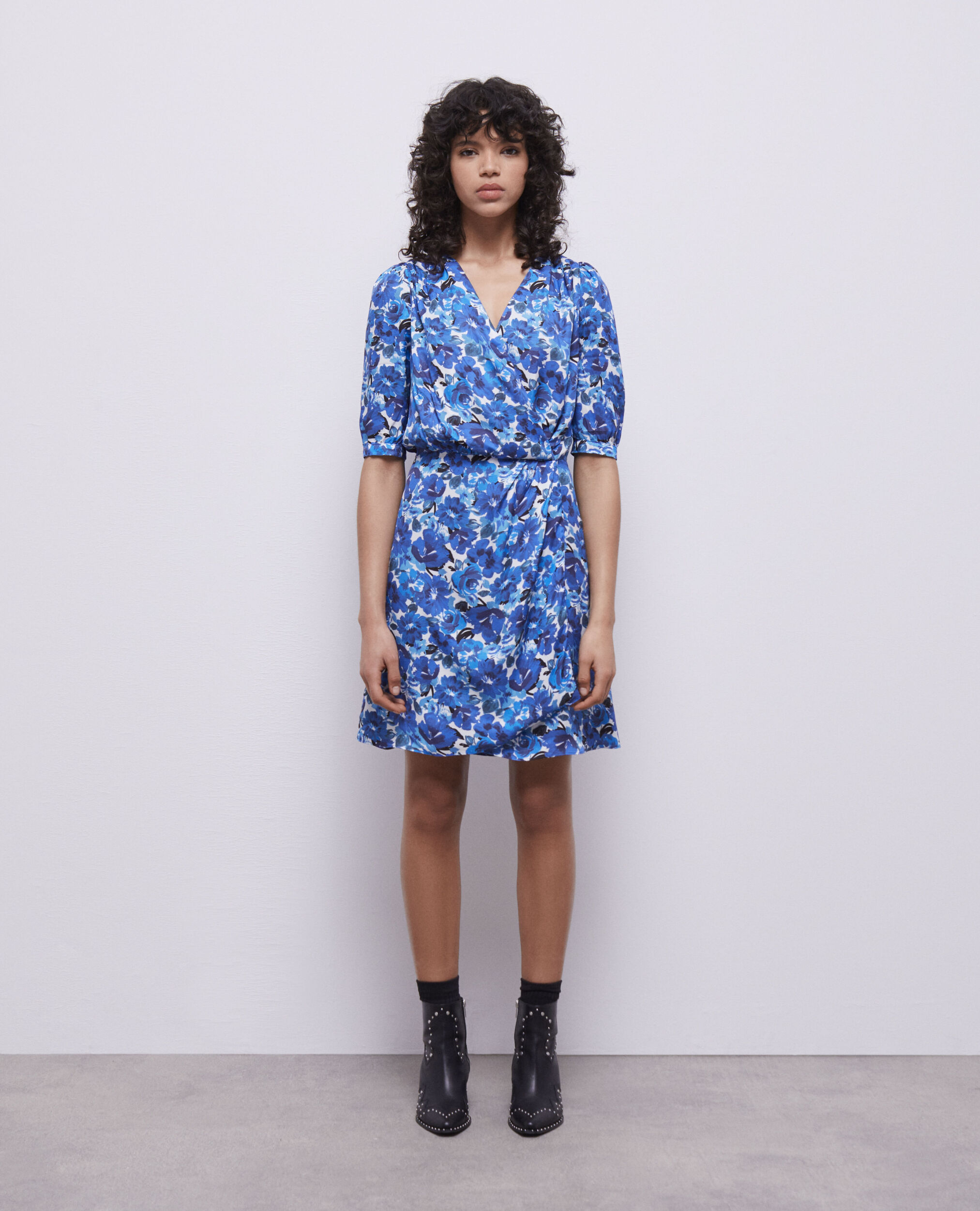 Short printed wrap dress The Kooples US
