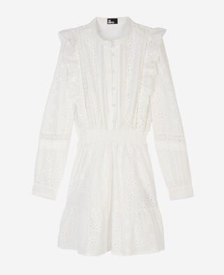 The Kooples MUJER WHITE vestido corto blanco bordado inglés