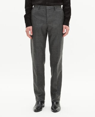 The Kooples HOMME GREY pantalon de costume droit en pied de poule noir et gris