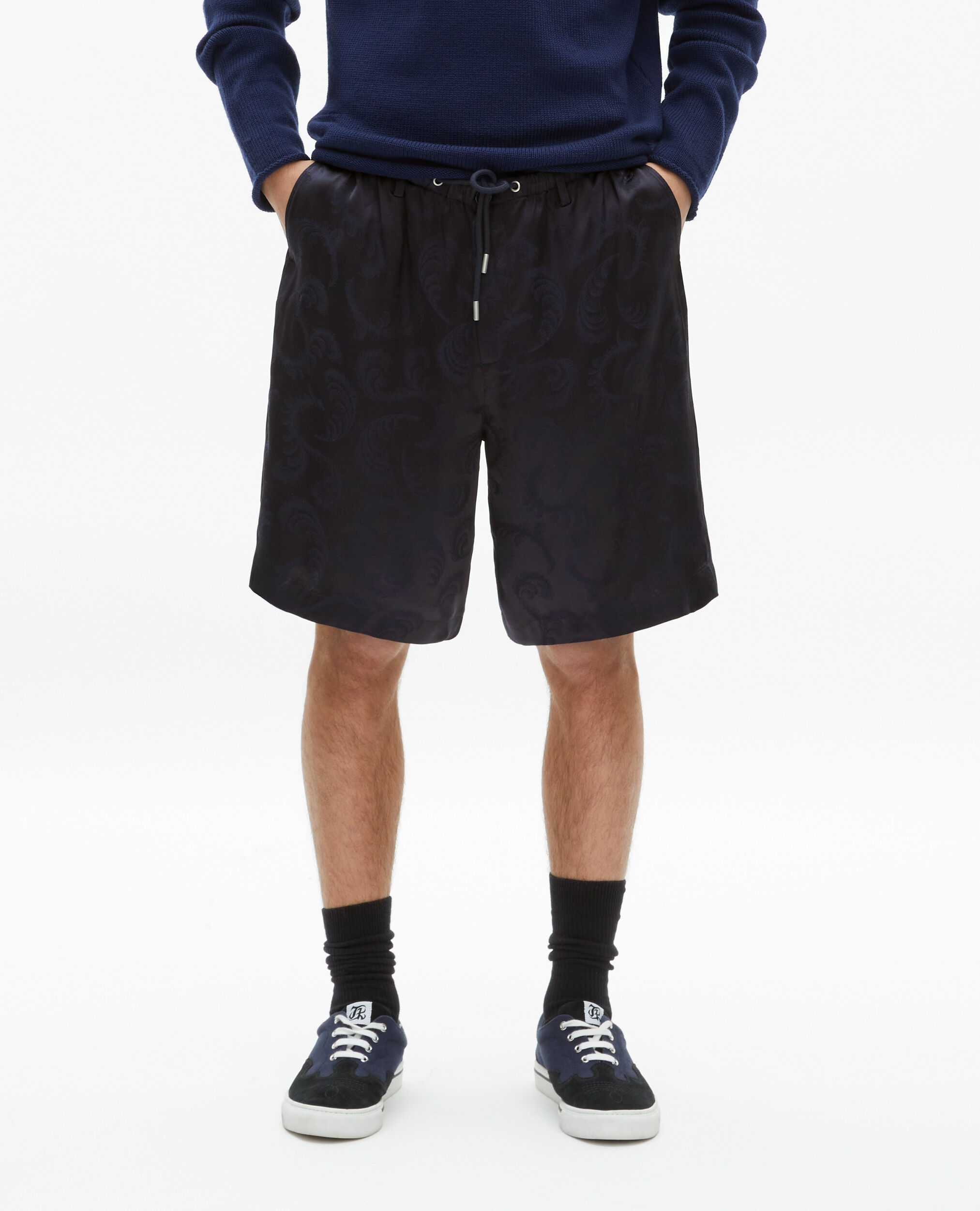 Navy jacquard shorts, NAVY, hi-res image number null