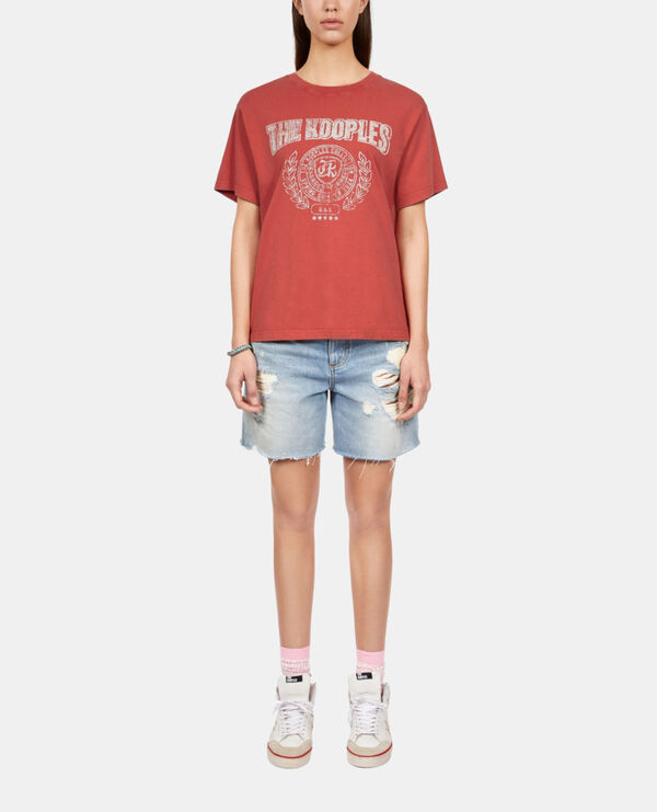 The Kooples FEMME RED BRIQUE t-shirt avec sérigraphie rouge