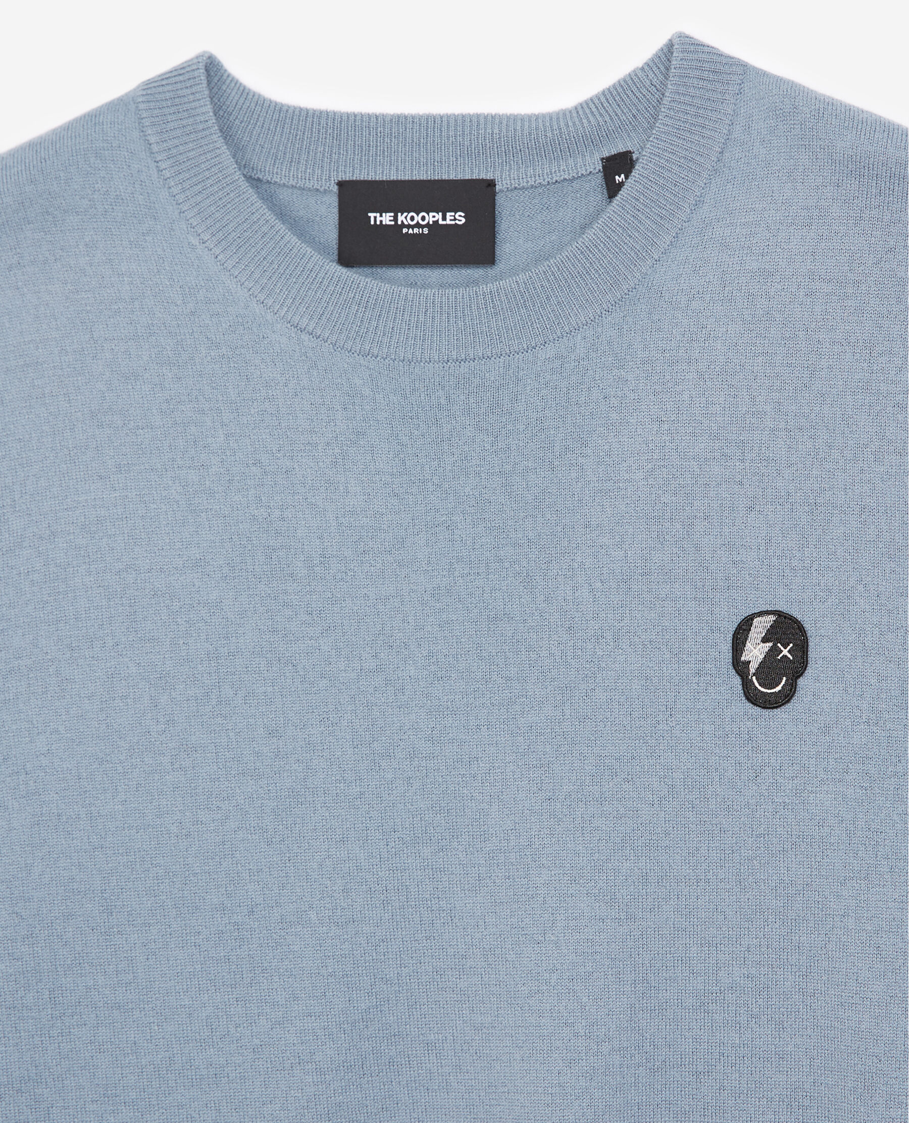 Knit grey blue sweater with skull badge The Kooples
