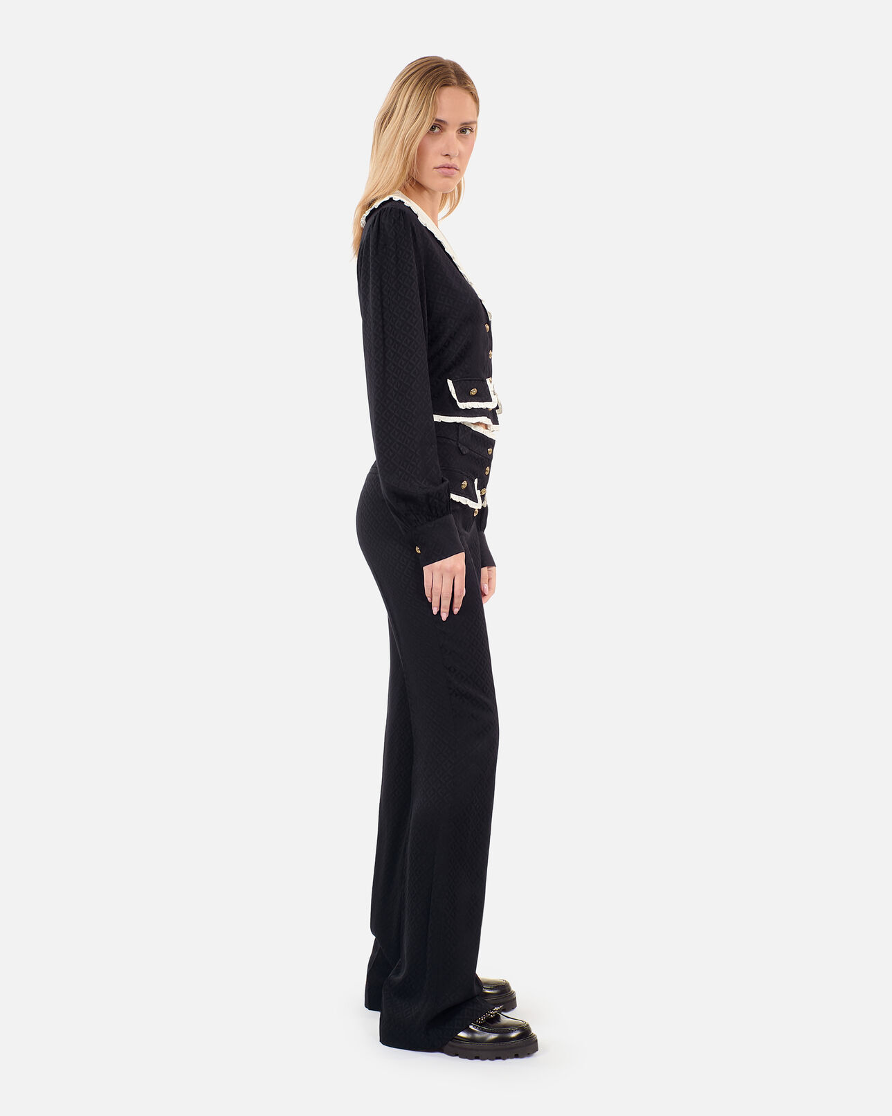 The Kooples FEMME BLACK top à volants noir