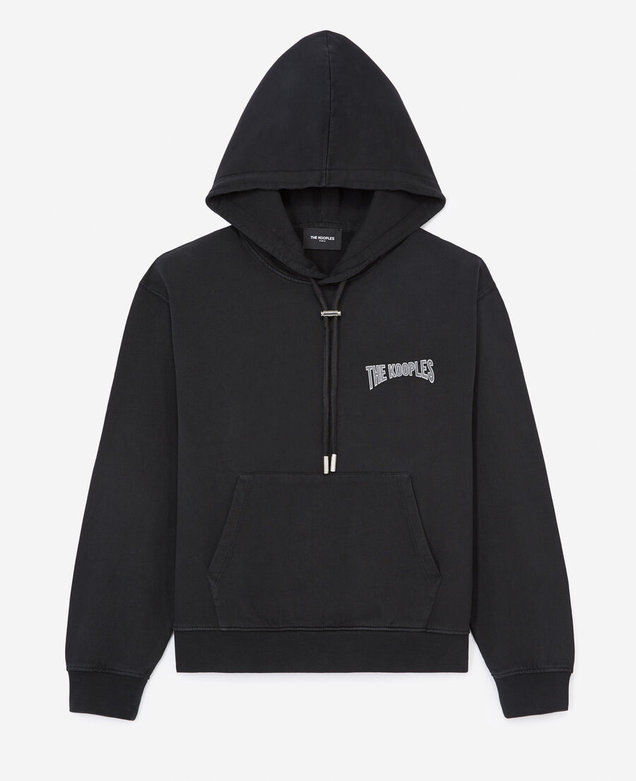 printed faded black sweatshirt with hood