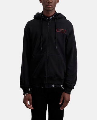 The Kooples HERREN BLACK schwarzes kapuzensweatshirt mit siebdruck x rated