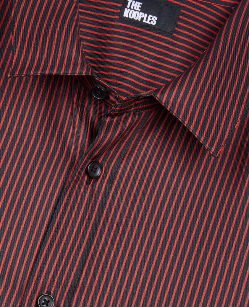 The Kooples HOMME BLACK - RED chemise à rayures noires et rouges