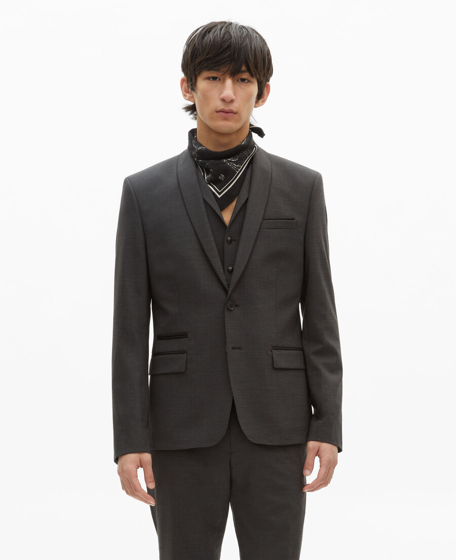 The Kooples HERREN BLACK GREY anzugjacke aus wollgemisch mikrokaro schwarz