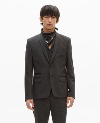 The Kooples HERREN BLACK GREY anzugjacke aus wollgemisch mikrokaro schwarz