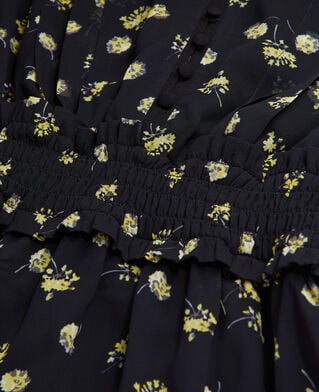 The Kooples FEMME BLACK / YELLOW robe courte imprimée avec boutonnage