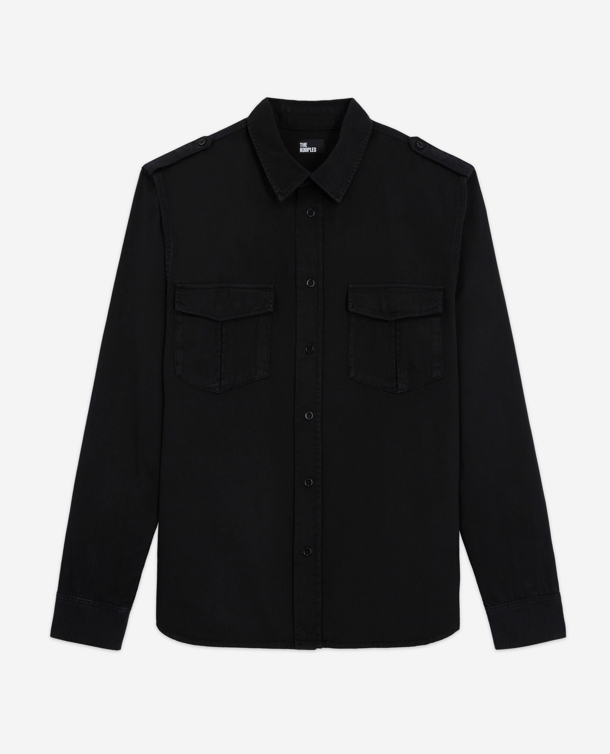 Black denim shirt, STONE GREY, hi-res image number null