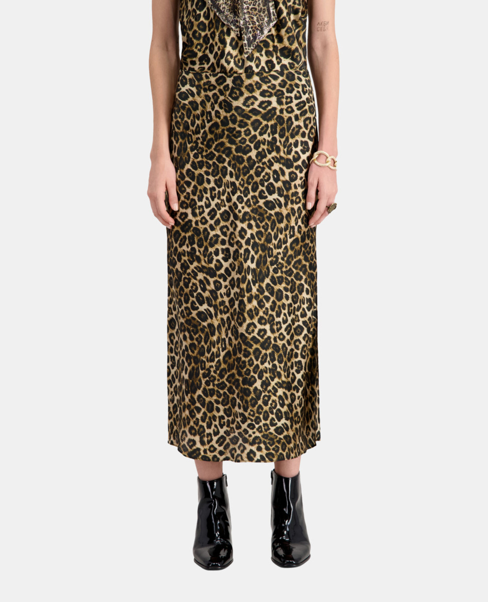 Jupe longue en soie léopard, LEOPARD, hi-res image number null