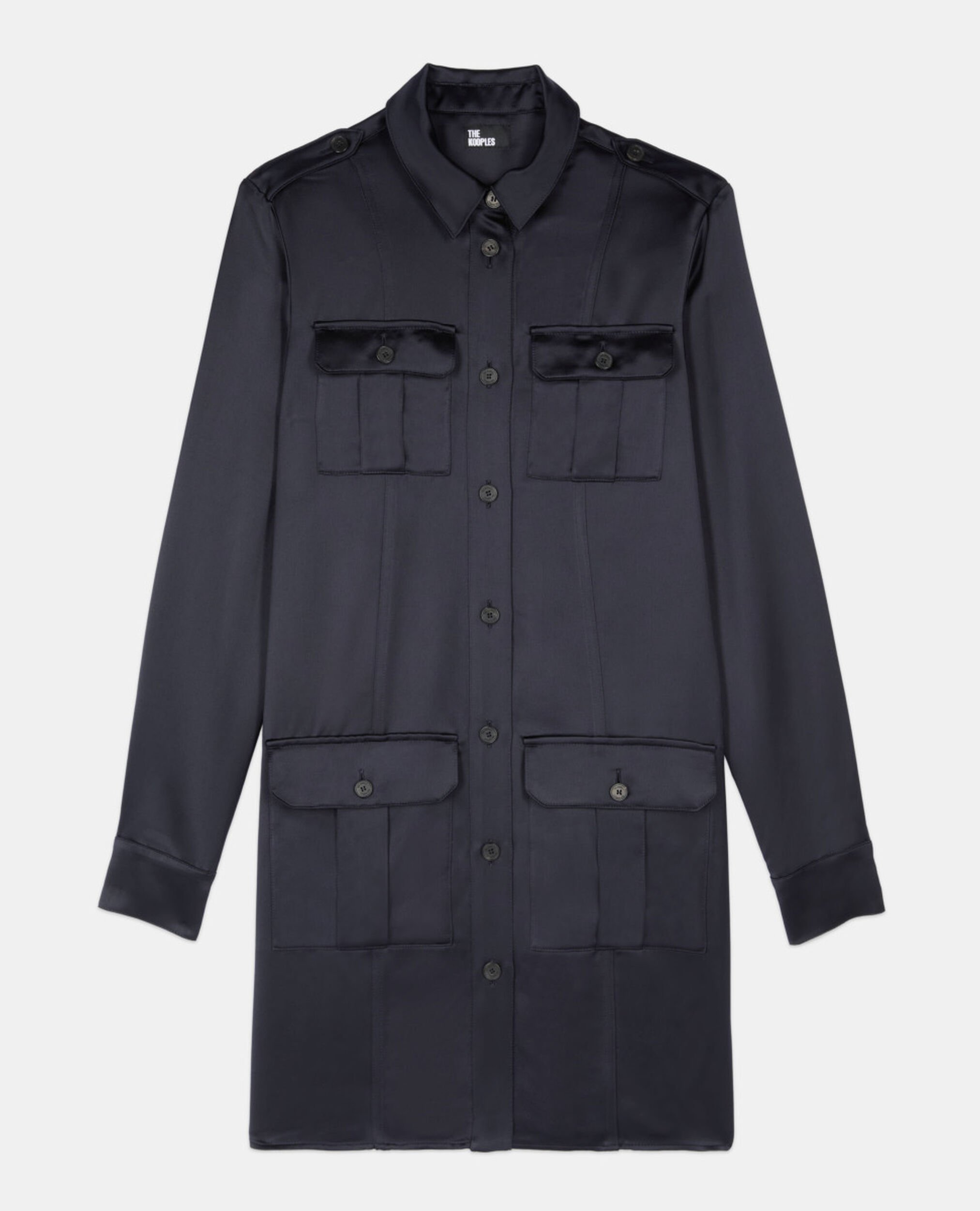 Short navy blue safari dress, NAVY, hi-res image number null