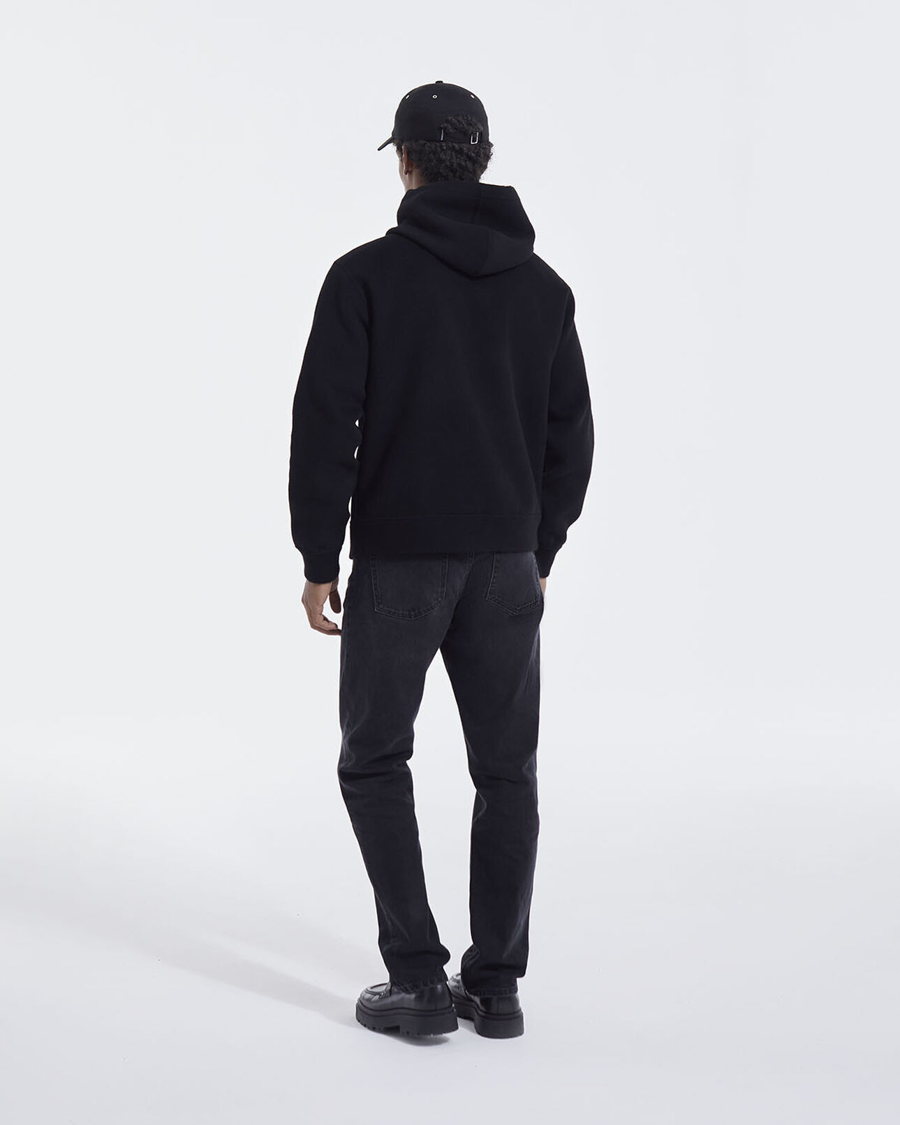 The Kooples HOMME BLACK sweat laine double face noire à capuche