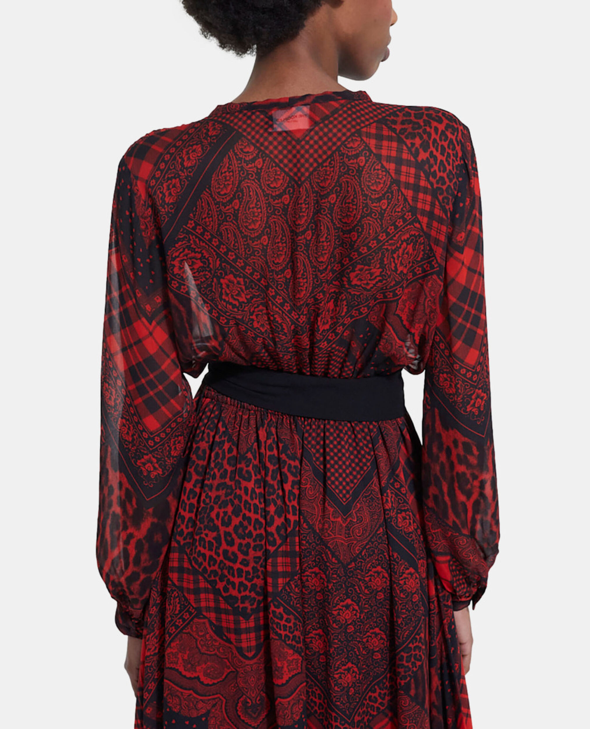 Rotes langes Kleid mit Print, RED / BLACK, hi-res image number null