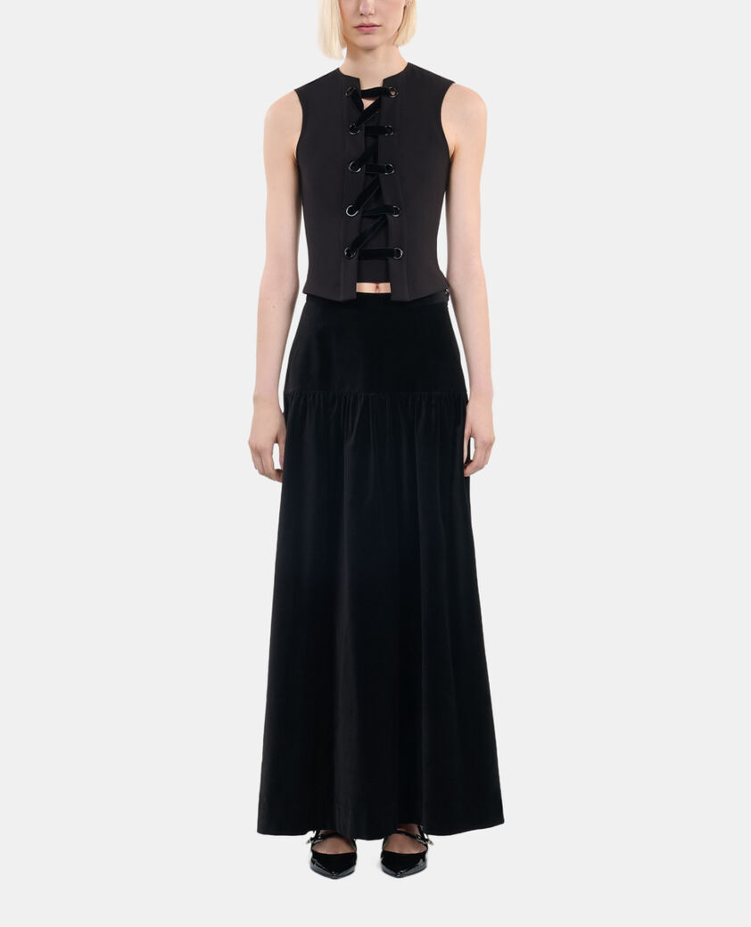 The Kooples FEMME BLACK top avec la&ccedil;age noir