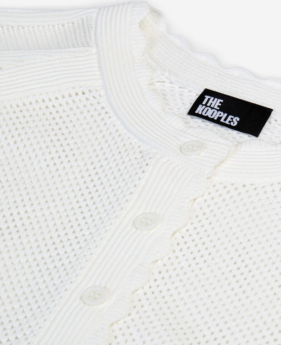 The Kooples F WHITE short white openwork knit cardigan
