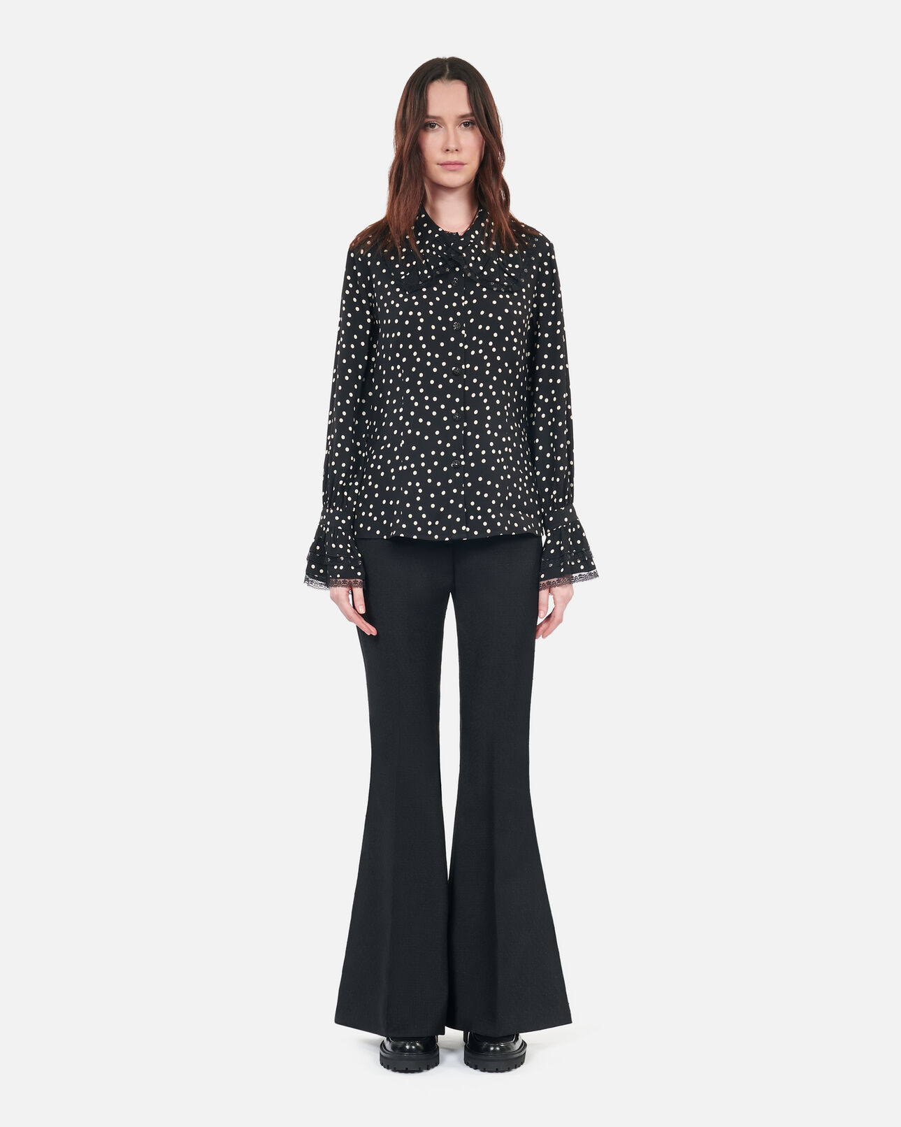 The Kooples WOMEN BLACK WHITE black polka dot shirt