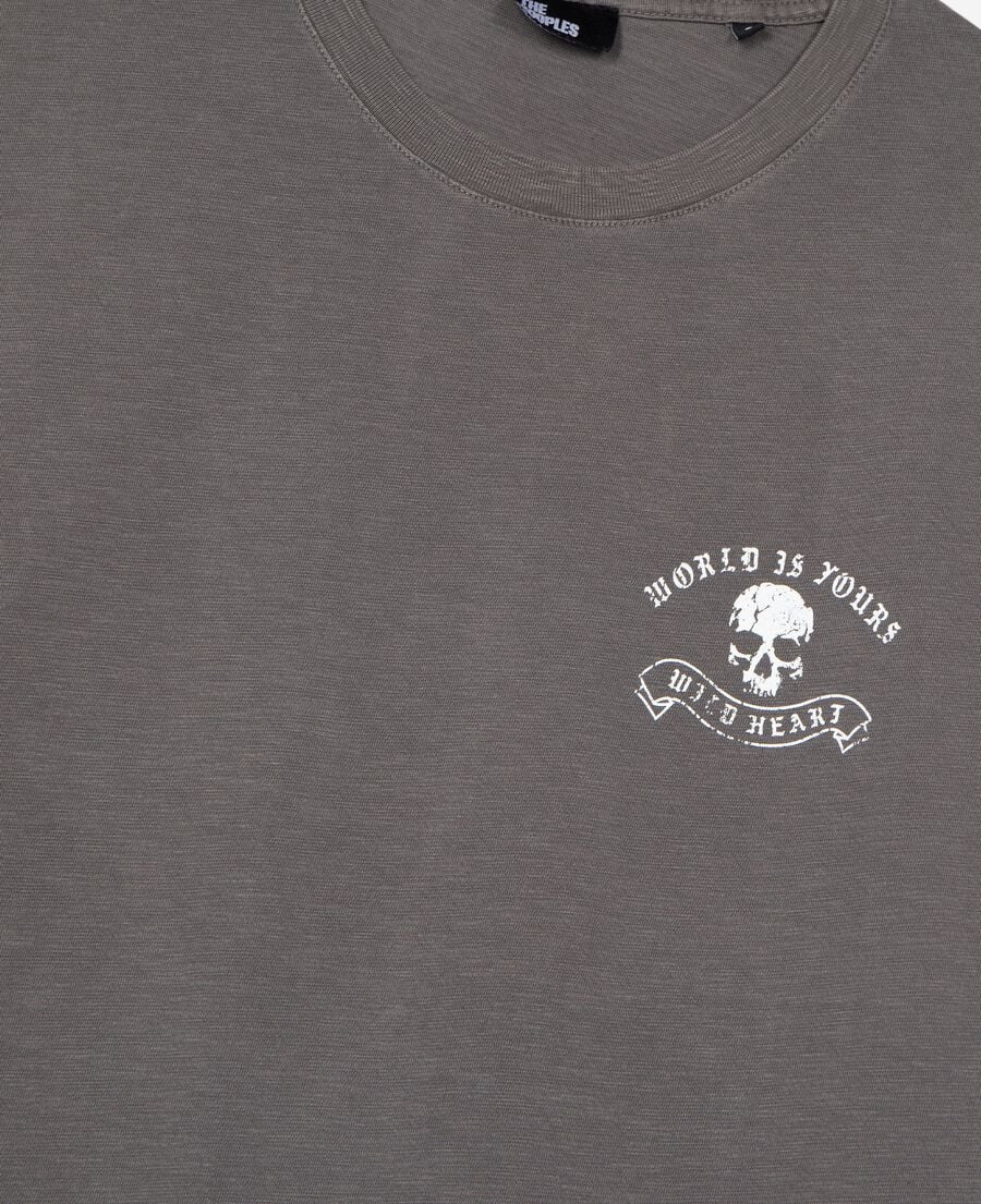The Kooples HOMME GREY MELANGE t-shirt avec s&eacute;rigraphie skull gris