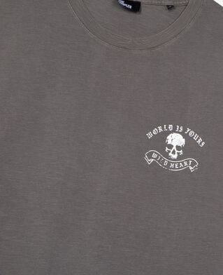 The Kooples HOMME GREY MELANGE t-shirt avec s&eacute;rigraphie skull gris