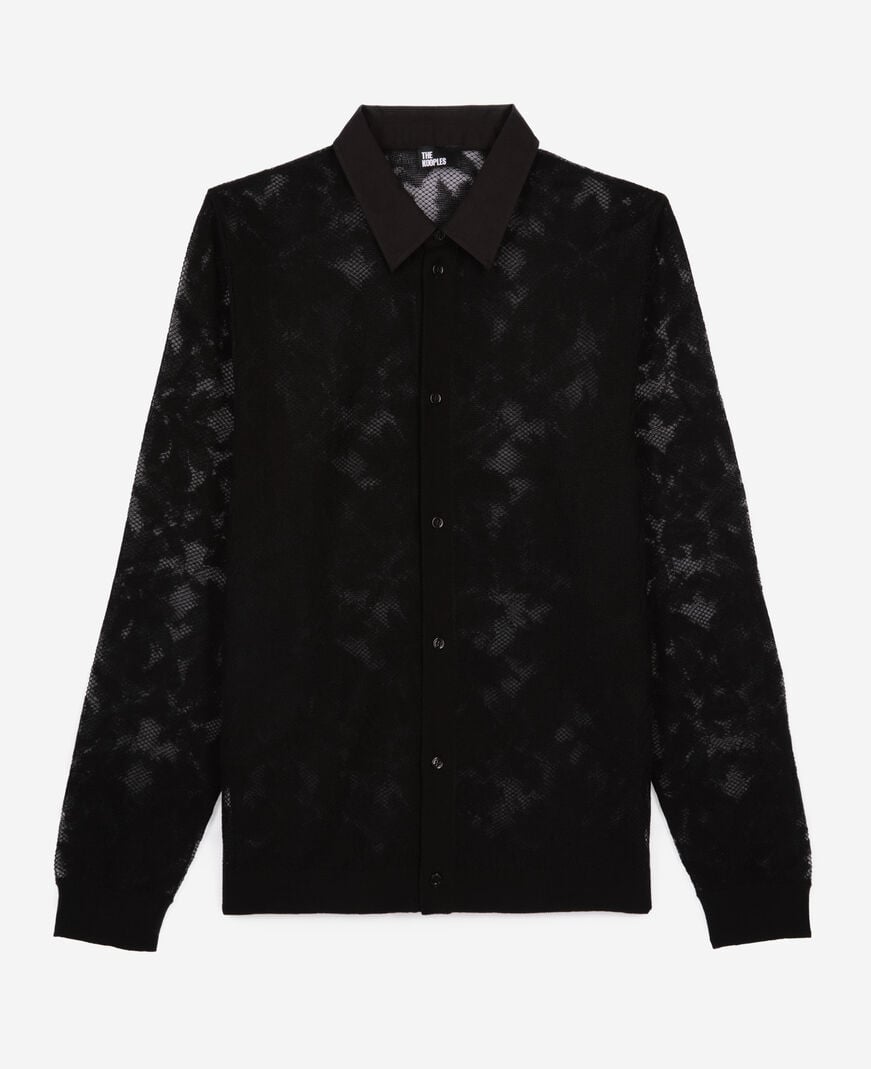 The Kooples MEN BLACK black lace shirt