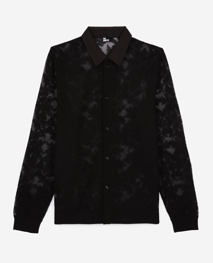The Kooples HOMBRE BLACK camisa de encaje negra