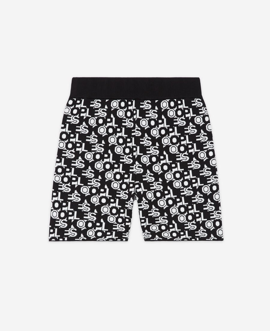 The Kooples FEMME BLACK WHITE short cycliste en maille à logo