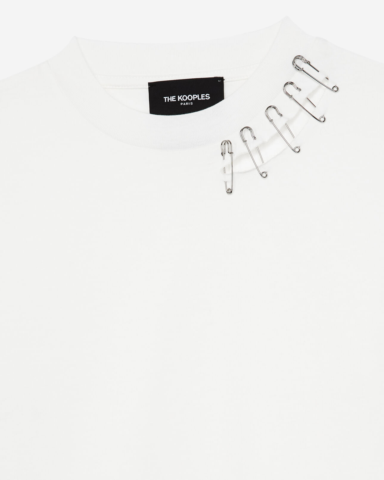 The Kooples FEMME WHITE t-shirt blanc coton détails épingles