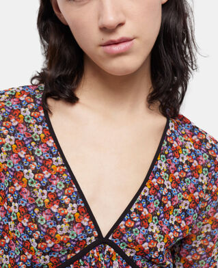 The Kooples FEMME MULTICOLOR top multicolore à volants plissés