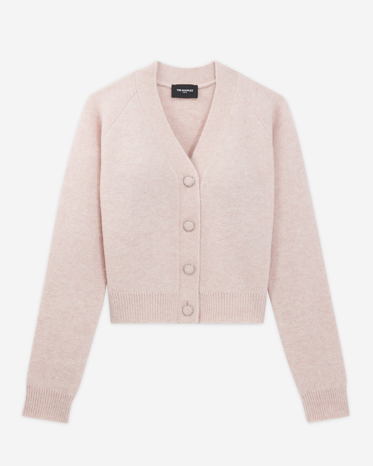 The Kooples WOMEN PINK cropped pink wool cardigan with pockets
