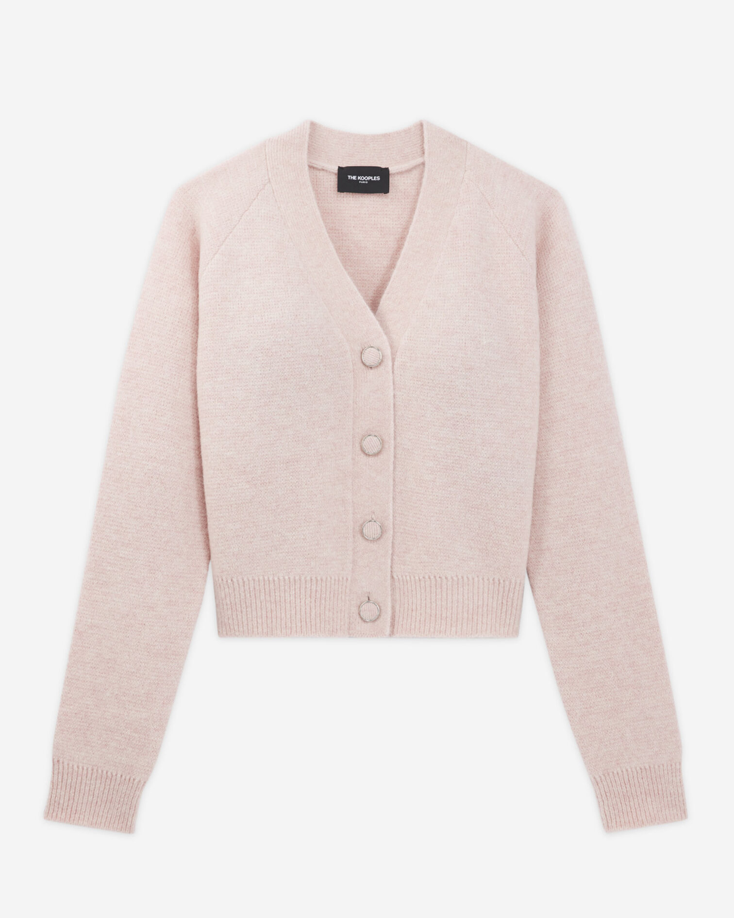 Cropped pink wool cardigan with pockets, PINK, hi-res image number null