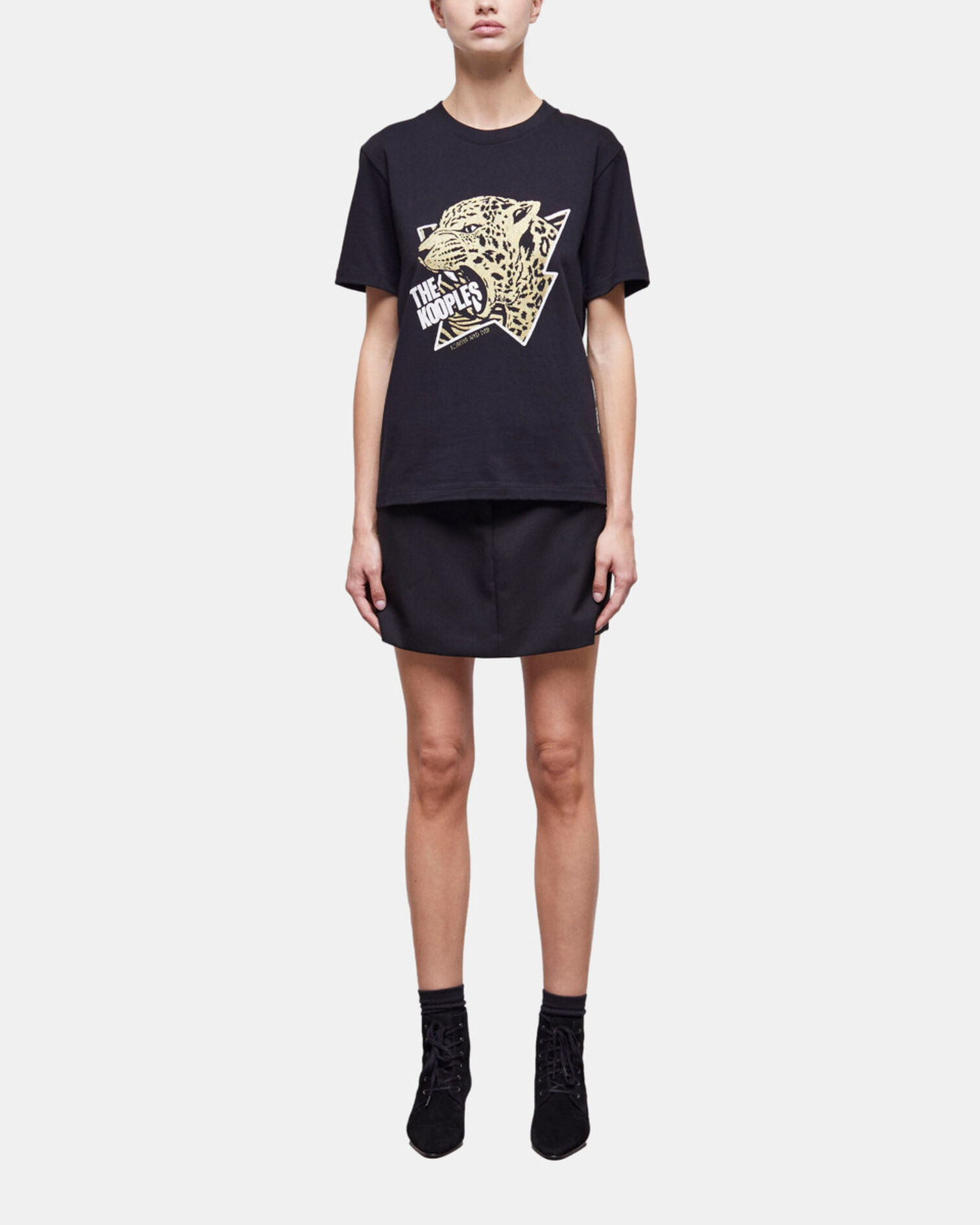 Women's t-shirt with a tiger screen print, BLACK-ANTIC GOLD, hi-res image number null