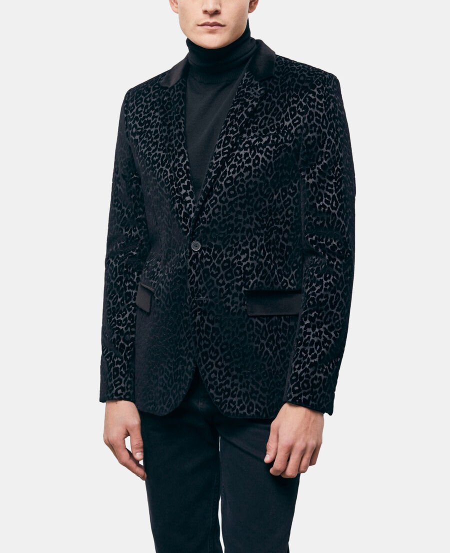 veste de costume léopard noir
