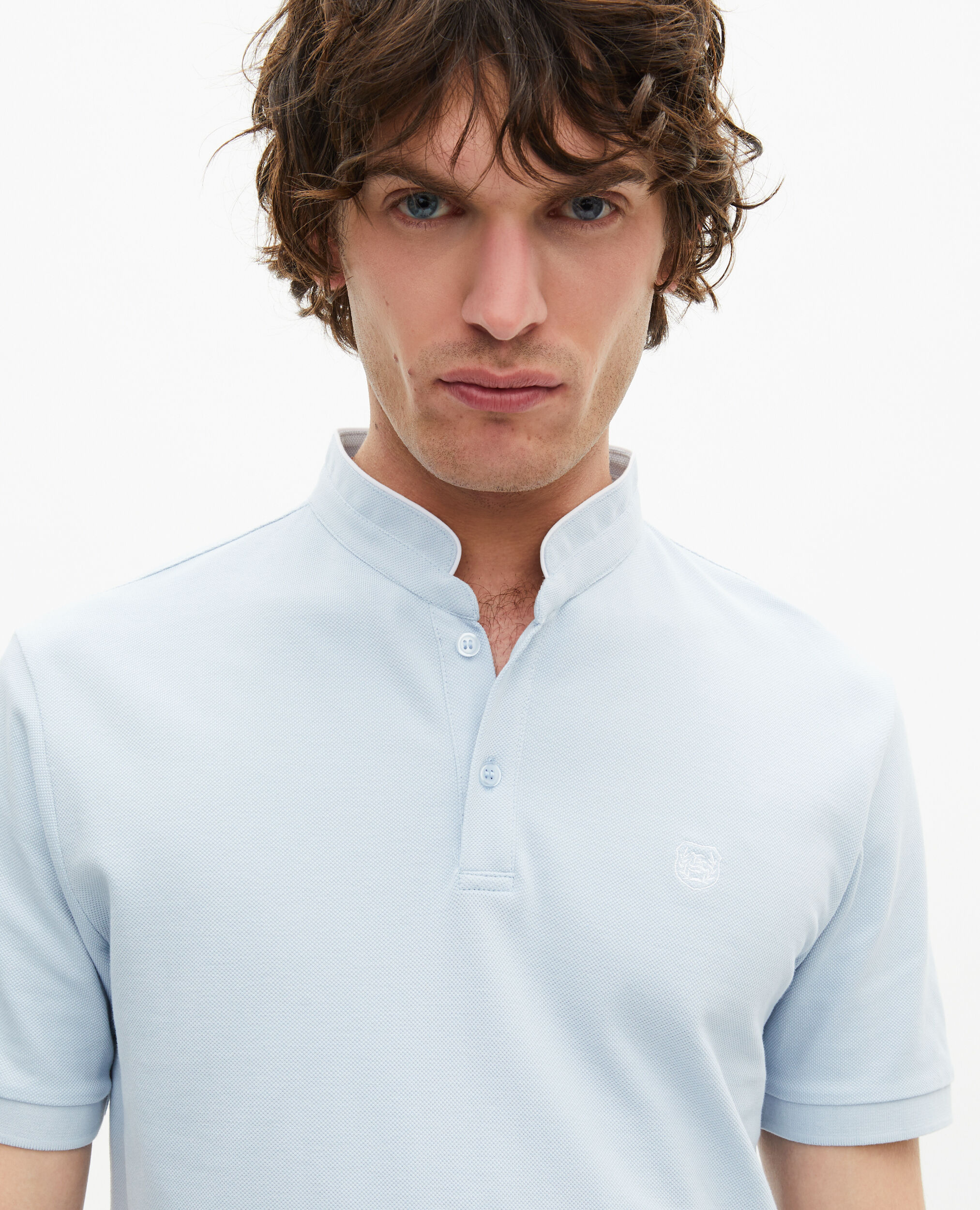 Hellblaues Poloshirt aus Piqué-Baumwolle, LAVENDER, hi-res image number null