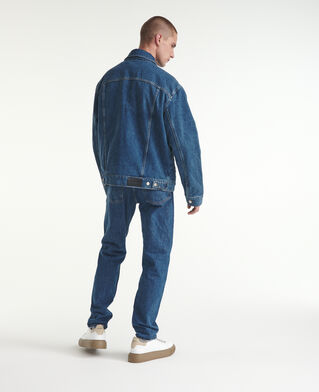 The Kooples HERREN BLUE WASHED jeansjacke blau schaffellfutter