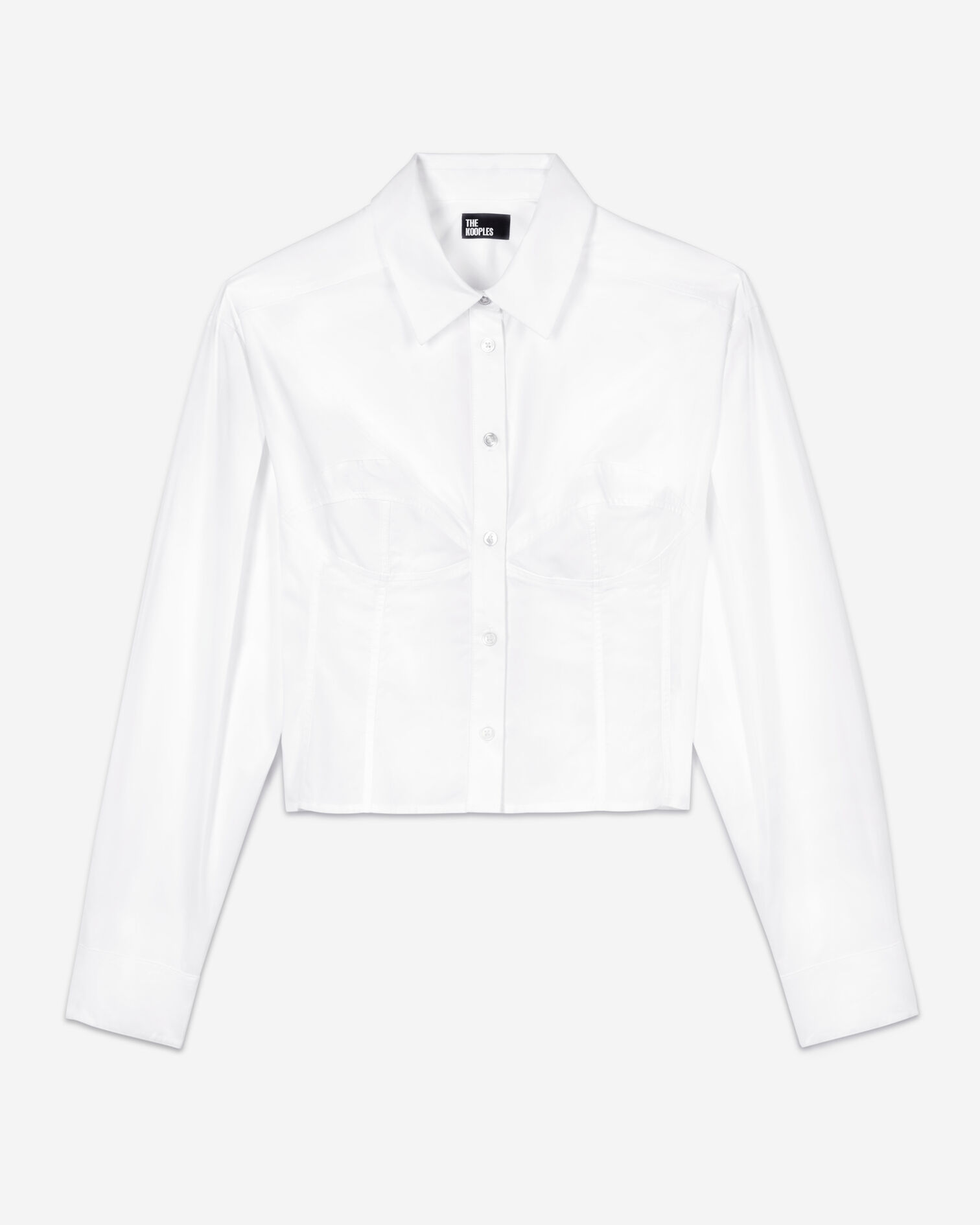 Camisa blanca pespuntes tipo corsé, WHITE, hi-res image number null