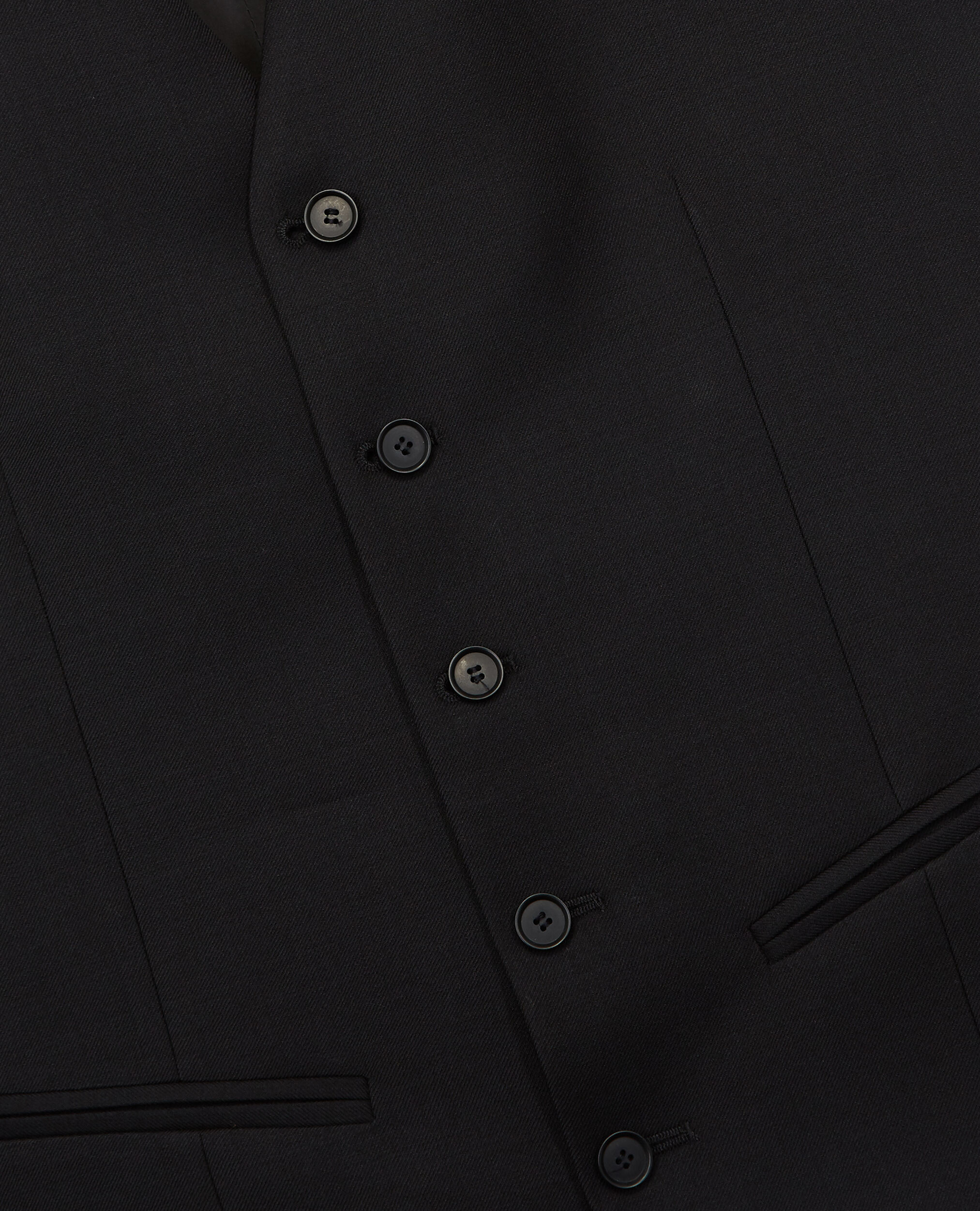 Chaleco de traje negro de lana con botones, BLACK, hi-res image number null