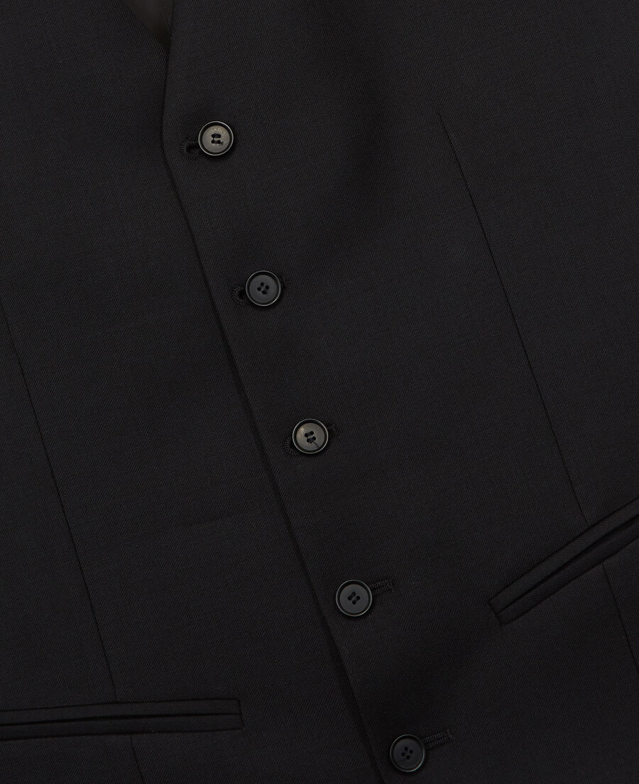 chaleco de traje negro de lana con botones